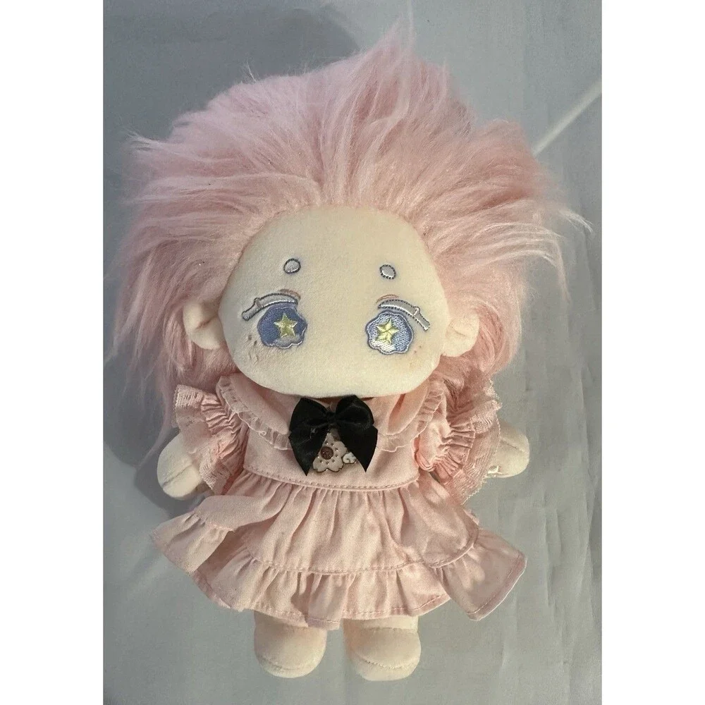 Cotton Doll Plush Anime No Attribute Pink Hair Star Embroidered Dress Set 20cm